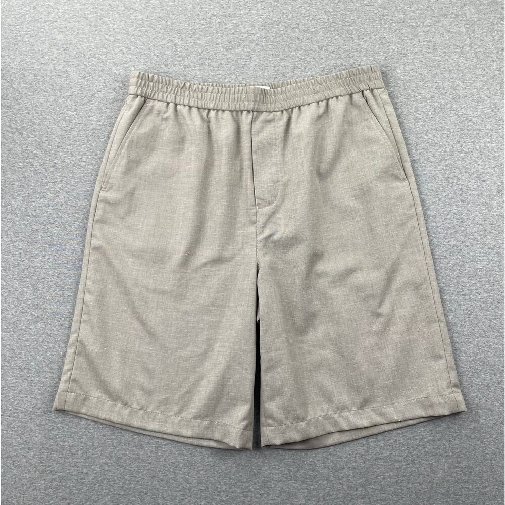 Topman Topshop Shorts Mens 34 Stone Beige Pull On Linen Blend Casual Lightweight